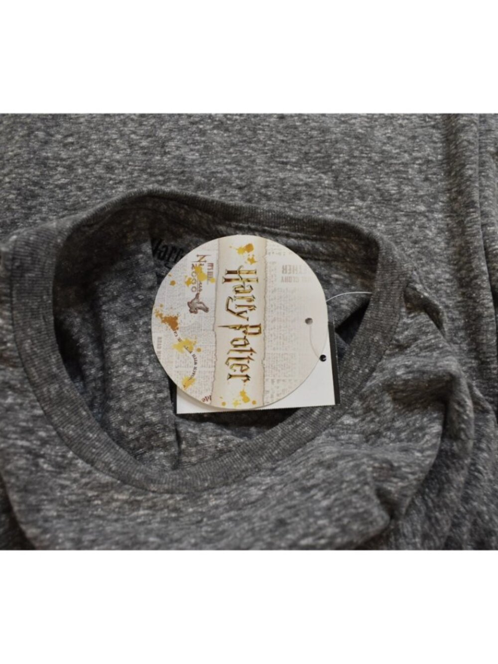 Harry Potter Hogwarts Crest And Motto Speckled Heather Gray Shirt New 2XL - Picture 2 of 3